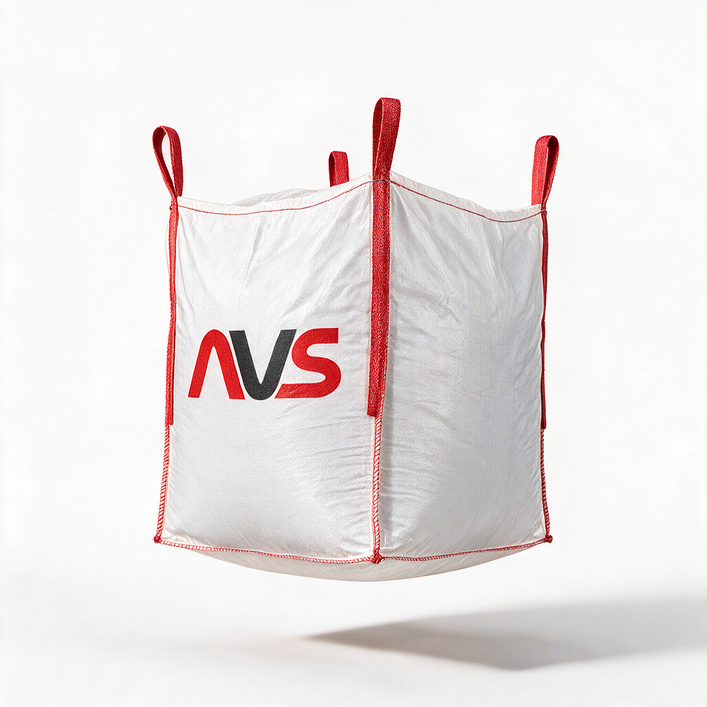 Weißer Big Bag mit rotem AVS Logo